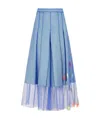 Maison Margiela Feather-detail Tulle-overlay Pleated Culottes In Blue