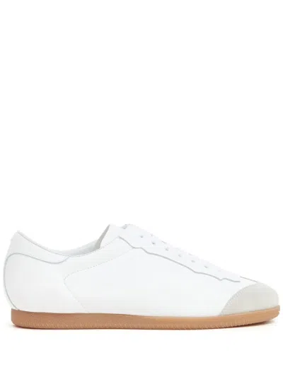 Maison Margiela Featherlight Suede-trimmed Leather Sneakers In White
