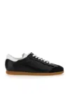 Maison Margiela Bicolor Mixed Leather Retro Sneakers In Black