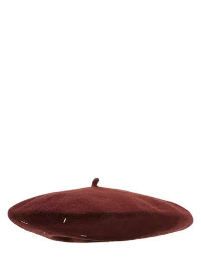 Maison Margiela Felted Beret In Red
