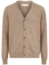 Maison Margiela V-neck Long-sleeve Cardigan In Beige