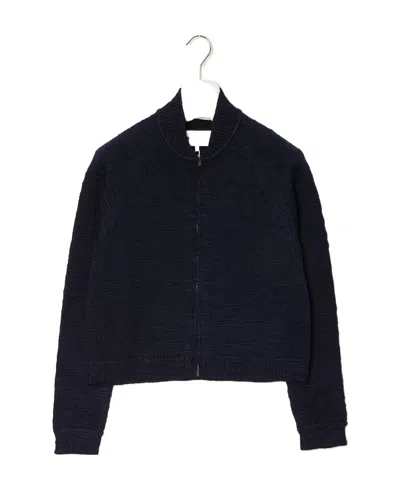 Maison Margiela Fine-knit Wool Cardigan In Blue