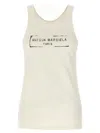 Maison Margiela Beige Top With Wide Neckline And Logo Printed On The Front In Neutral