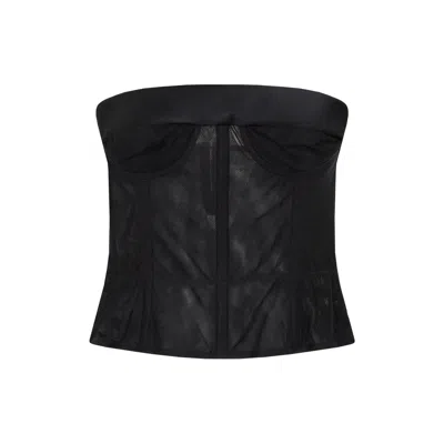 Maison Margiela Fitted Mesh Bustier Top For Women In Black