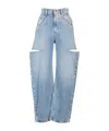 Maison Margiela Womens Blue Icons Cut-out Straight-leg High-rise Jeans In Blue