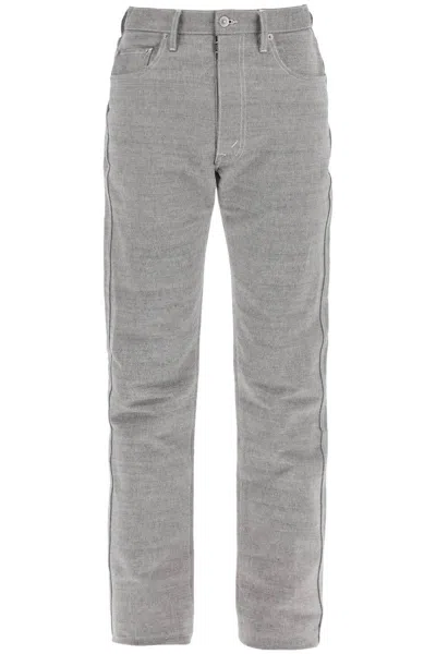 Maison Margiela Grey Five-pocket Trousers In Melange Effect Canvas For Men