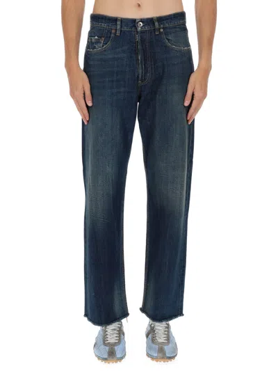 Maison Margiela Five Pockets Cotton Faded Straight-leg Jeans In Blue