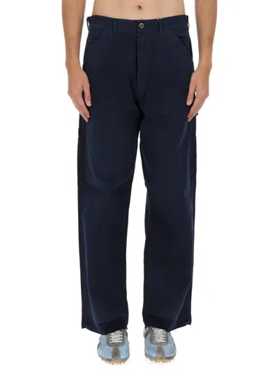 Maison Margiela Navy Cotton Relaxed Wide-leg Jeans In Black