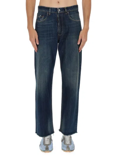 Maison Margiela Five Pockets Cotton Faded Straight-leg Jeans In Blue