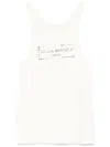 Maison Margiela Beige Top With Wide Neckline And Logo Printed On The Front In Viscose And Cotton Blend Woman In White