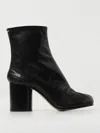 Maison Margiela Block Heel Leather Round Toe Boots In Black