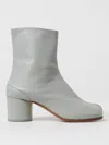 Maison Margiela Tabi 80mm Leather Ankle Boots In Grau
