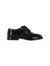 Maison Margiela Refined Black Leather Derby Shoes With Tabi Detail In Multi