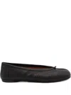Maison Margiela Black Leather Tabi Ballerinas With Signature Detailing
