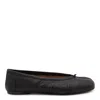 Maison Margiela Black Leather Flats With Unique Split Toe And Bow Accent In Black