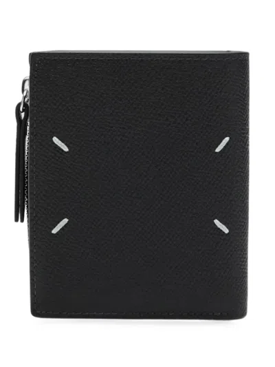 Maison Margiela Flip Flap Leather Wallet In Purple