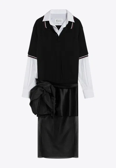 MAISON MARGIELA FLORAL APPLIQUE MIDI SHIRT DRESS