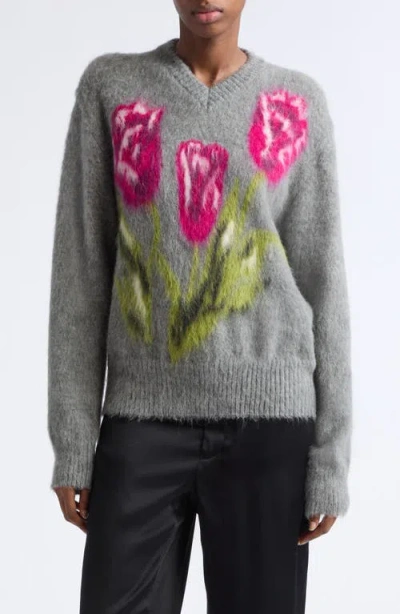 Maison Margiela Wool-alpaca Blend Sweater In Gray