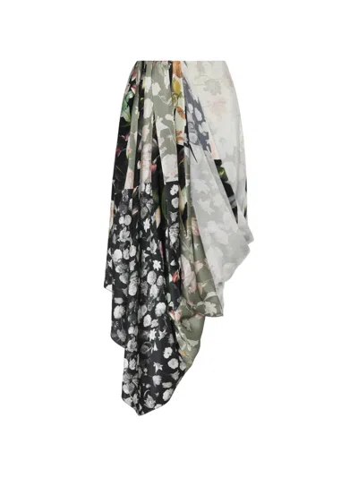 Maison Margiela Floral Draped Skirt In Black