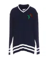Maison Margiela Floral-embroidered V-neck Jumper In Black