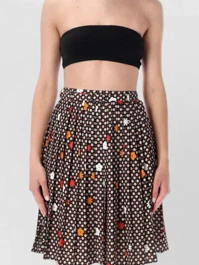 Maison Margiela Floral High Waisted Pleated Midi Skirt In Multi