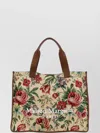 Maison Margiela Floral Print Canvas Shopping Bag With Dual Handles
