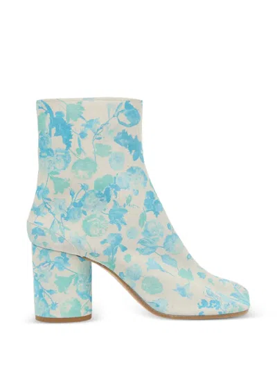 Maison Margiela Floral-detail Boots In Blue