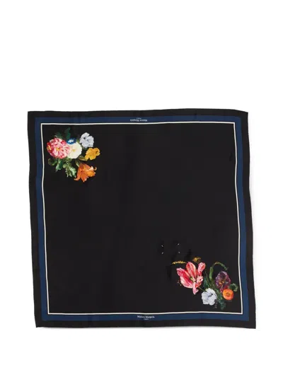Maison Margiela Floral-print Scarf In Black
