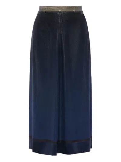 Maison Margiela Foil-treated Midi Skirt In Blue