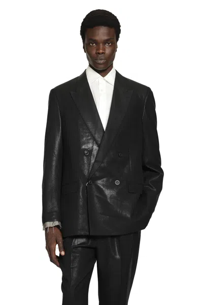Maison Margiela Foiled Wool Blazer In Black