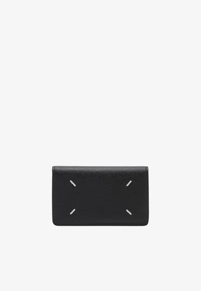 Maison Margiela Four Stitch Compact Calf Cardholder In Black