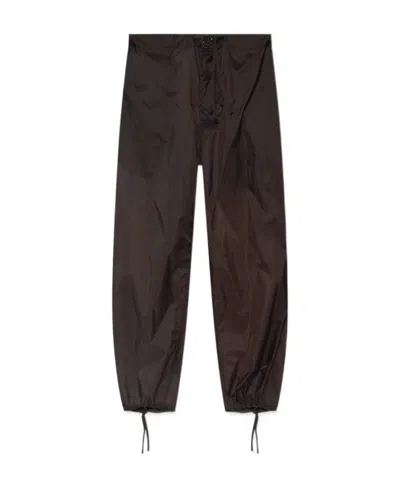 Maison Margiela Four-stitch Detail Draped Trousers In Brown