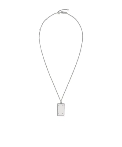 Maison Margiela Four Stitch Embellished Necklace In White