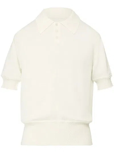 Maison Margiela Knitted Half-sleeved Polo Shirt In Neutrals