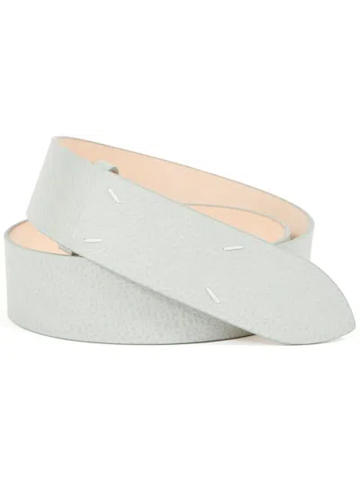Maison Margiela Four-stitch Leather Belt In Grey