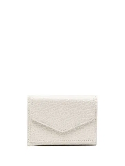 Maison Margiela Four-stich Tri-fold Leather Wallet In White