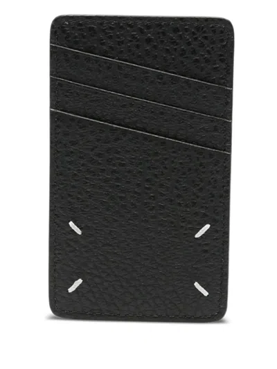 Maison Margiela Four-stitch Leather Card Holder In Black