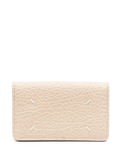 Maison Margiela Four-stitch Grained Leather Purse In Neutrals