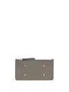 Maison Margiela Four-stitch Leather Cardholder In Grau