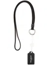 Maison Margiela Logo-stamp Leather Tag Keyring In Black