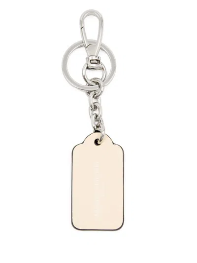 Maison Margiela Four-stitch Leather Keyring In Weiss