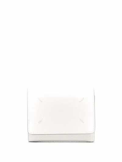 Maison Margiela Four-stitch Grained-leather Wallet In Blanco