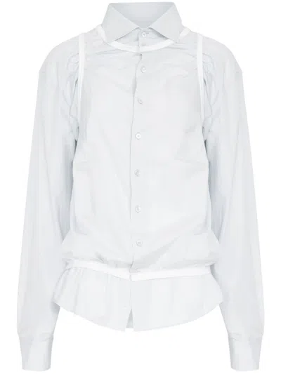 Maison Margiela Four Stitch-logo Cotton Shirt In Blue
