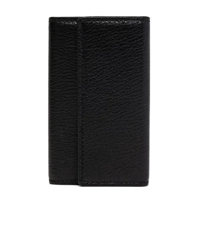 Maison Margiela Four-stitch Logo Keyring Holder In Black