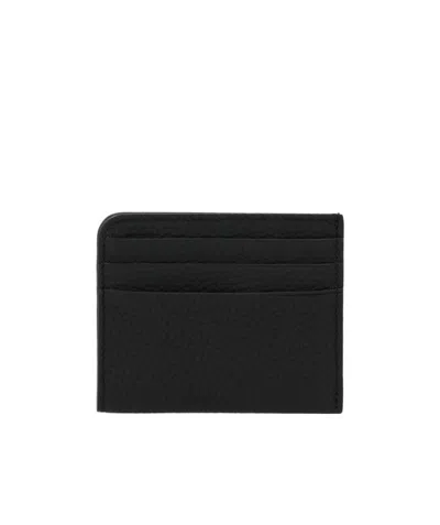 Maison Margiela Four-stitch Logo Leather Cardholder In Black
