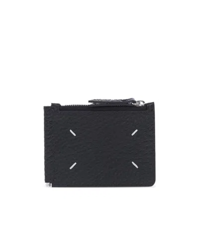 Maison Margiela Four-stitch Logo Leather Wallet In Black