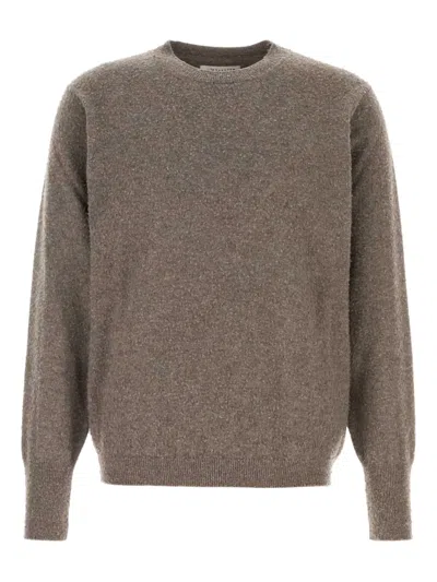 Maison Margiela Shetland Wool Knit Sweater Man Beige In Gray