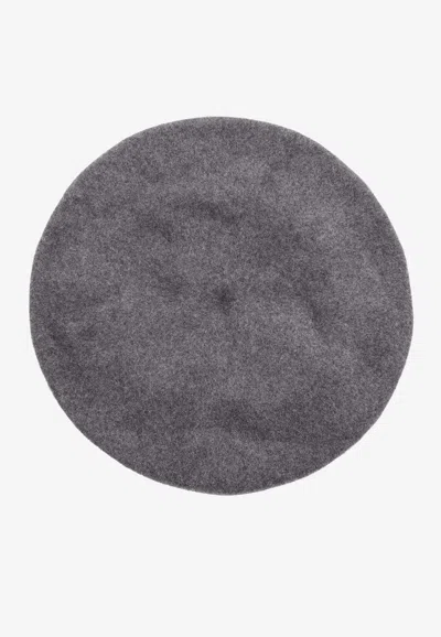 Maison Margiela Four Stitch Logo Wool Beret In Gray