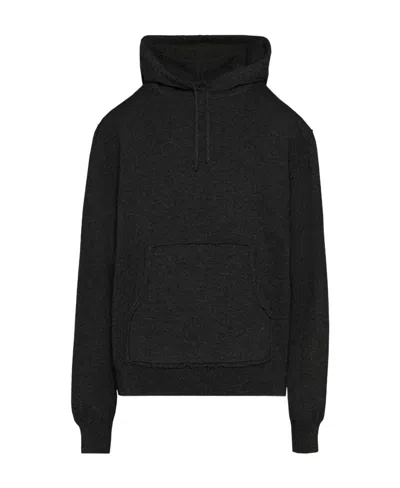 Maison Margiela Four-stitch Logo Wool Blend Hoodie In Black