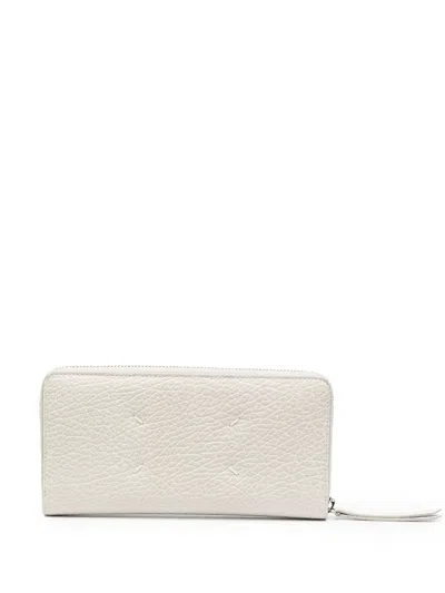 Maison Margiela Four-stitch Logo Zip-around Wallet In Neutrals